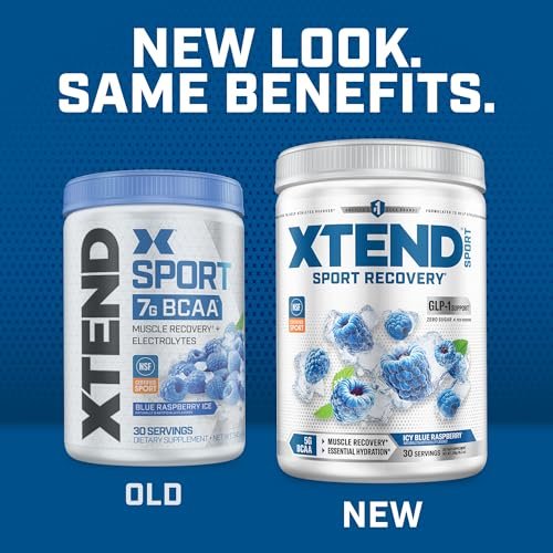 XTEND Sport BCAA Powder Blue Raspberry Ice - Electrolyte Powder for Recovery & Hydration with Amino Acids - 30 Servings - görsel 8