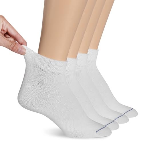 Dr. Scholl's Women's 4 Pack Diabetic & Circulatory Non-binding Low Cut Casual Sock, Solid White, Shoe Size 4-10 US - görsel 2