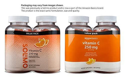 Vitamin C 250 mg Gummies, Orange, 300 Count (2 Packs of 150), 2 per Serving