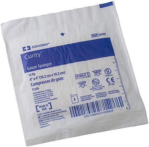 Health Care Logistics 3033 Curity Gauze Sponge, Sterile 2's in Peel-Back Package, 4" x 4", 12-ply (Pack of 50) - görsel 1