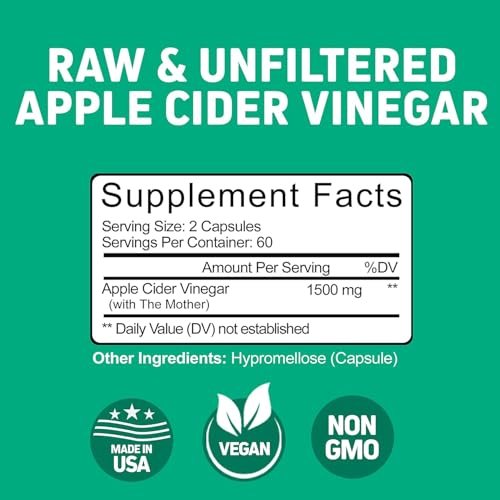 Herbtonics Raw Apple Cider Vinegar Capsules 1500mg with Mother | Weight Management, Detox & Digestion Formula with GLP-1 Support | Unfiltered ACV for Metabolic Support | 120 Vegan Capsules - görsel 5