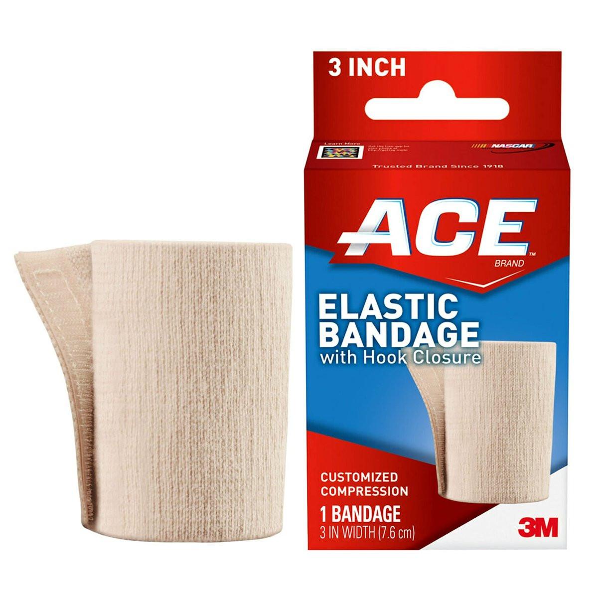 ACE Brand 3 inch Elastic Bandage with Hook Closure, 2-Pack, Great for Elbow, Ankle, Knee & More, Provide Support to Weak, Sore Muscles & Joint, Soft Elastic Material, Quality Design - görsel 1