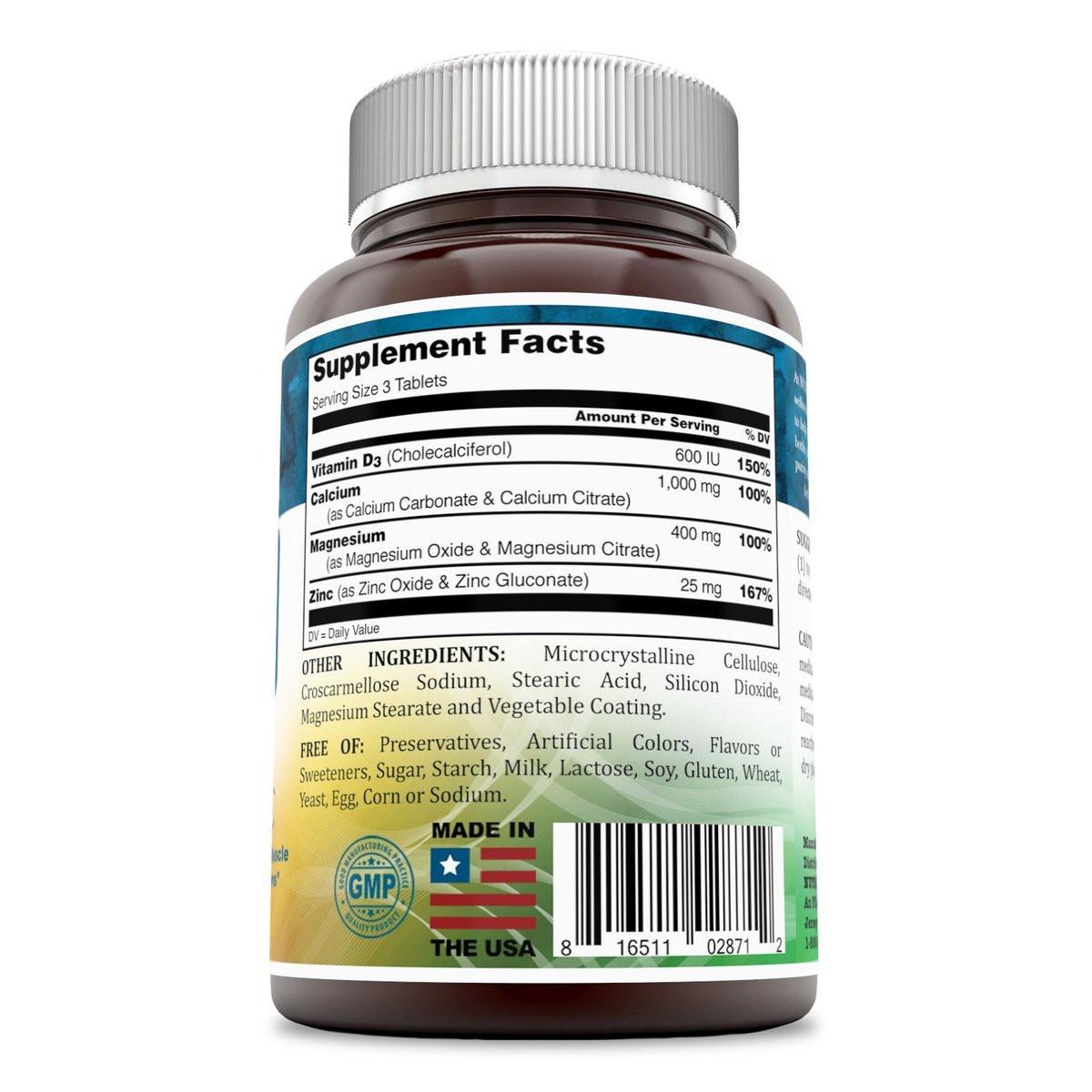 Nutri Essentials Calcium Magnesium Zinc + Vitamin D3 Tablets - Promotes Strong Bones & Teeth, Support Nerve & Muscle Function (300 Count) - görsel 5
