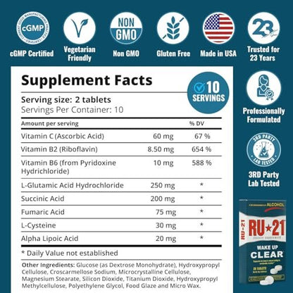 RU-21 The Supplement for When You Want to Drink & Go to Work The Next Morning | Feel Better After Celebrating & Support Your Liver | Trusted for 23+ Years | Made in USA (20 Pills, 10 Servings)