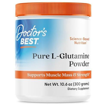 Doctor's Best Pure L-Glutamine Powder Supplement for Men & Women - L-Glutamine 5g Per Serving, Amino Acid Support, Supports Muscle Mass & Strength, Non-GMO, Gluten Free, Soy Free, Vegan - 10.6 oz