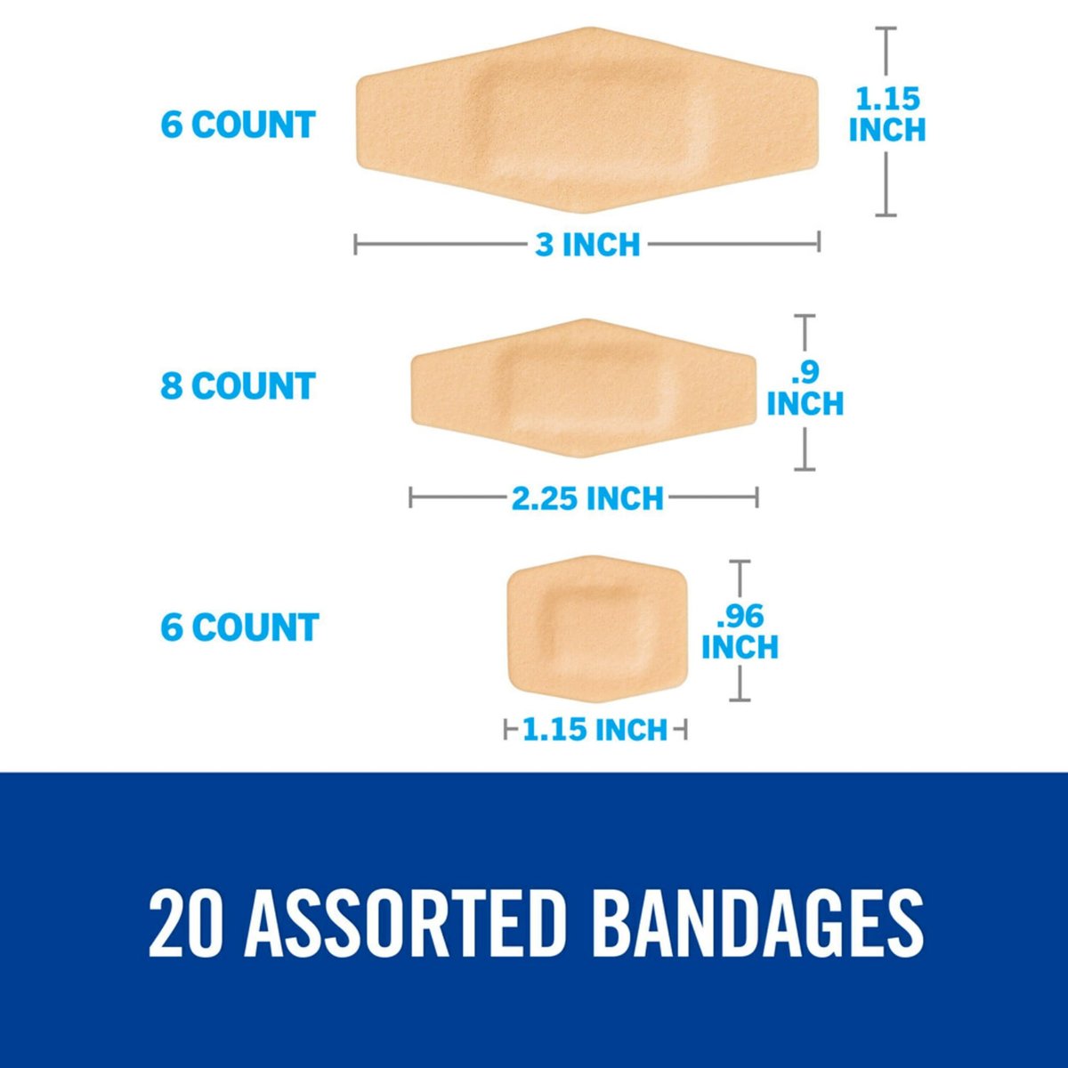 Nexcare Waterproof Cushioned Bandages, Assorted Sizes, 20 Count - görsel 4
