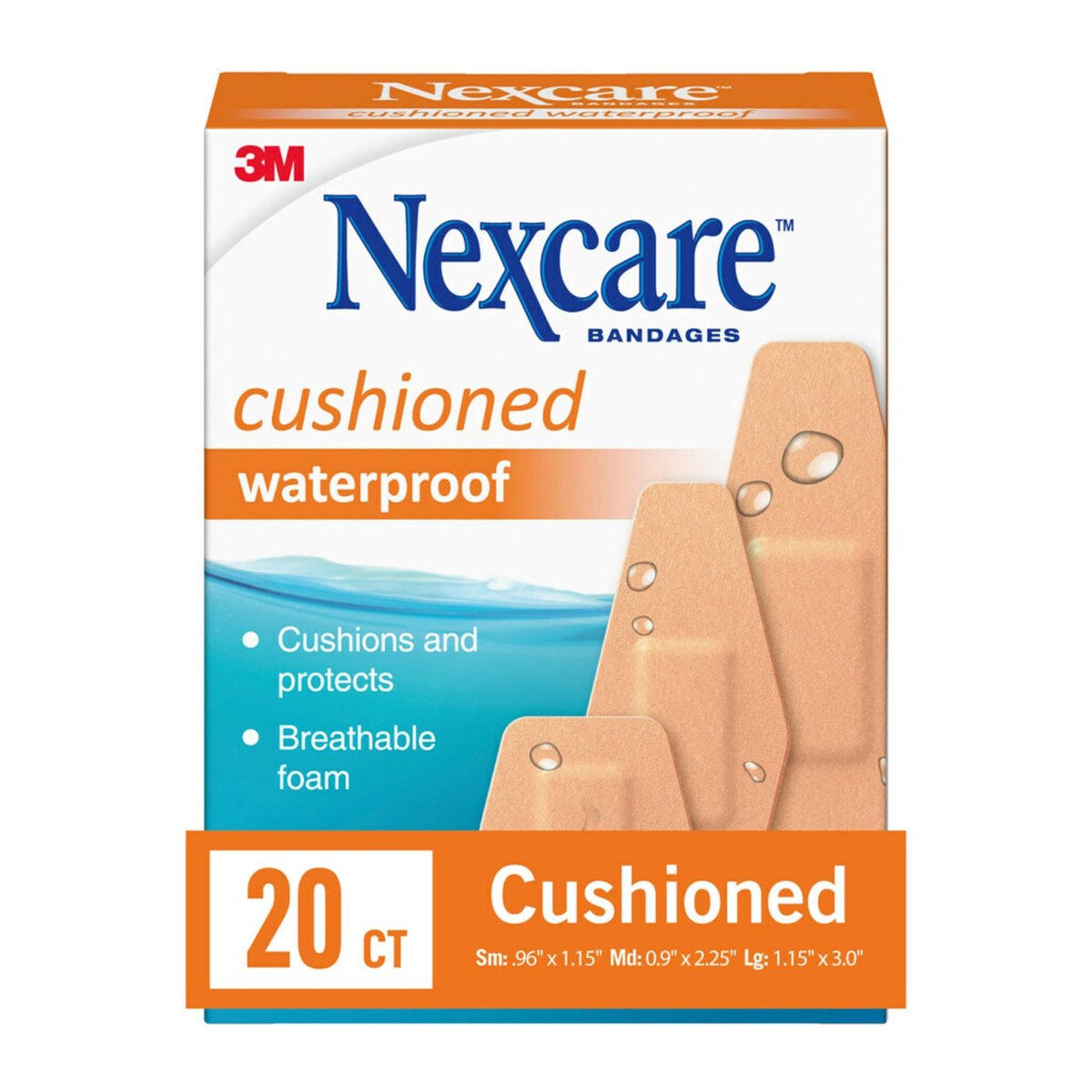 Nexcare Waterproof Cushioned Bandages, Assorted Sizes, 20 Count - görsel 2