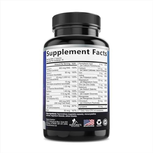 Multivitamin for Men - Once Daily Mens Multivitamins - Comprehensive Multi-Vitamin with Optimal Vitamin Bioavailability - Essential Vitamins A, C, D, E, & Zinc Formula - Bottled in USA - 60 Capsules - görsel 6