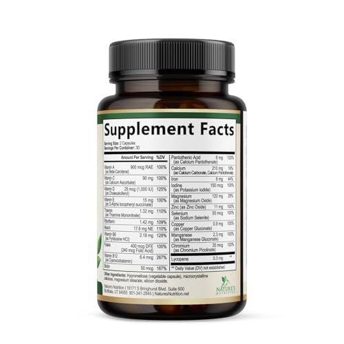 Multivitamin for Women - Complete Multi Vitamin with Vitamins A, C, D, E, B6, B12, Zinc, Calcium & Magnesium, Womens Daily Multimineral Supplement for Hair Skin and Nails Health Support - 60 Capsules - görsel 8