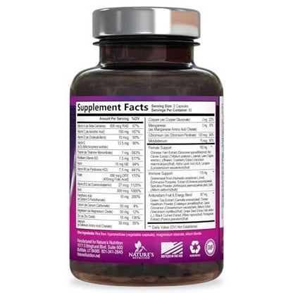 Multivitamin for Women - Complete Multi Vitamin with Vitamins A, C, D, E, B6, B12, Zinc, Calcium & Magnesium, Womens Daily Multimineral Supplement for Hair Skin and Nails Health Support - 120 Capsules