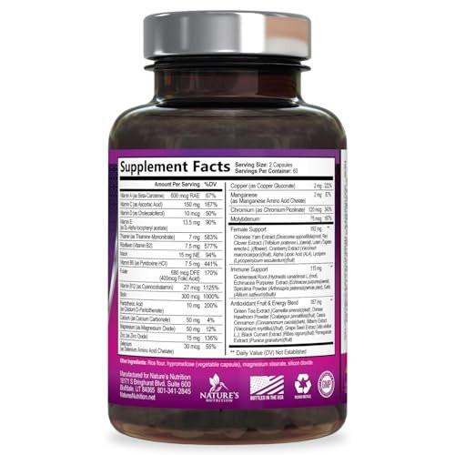 Multivitamin for Women - Complete Multi Vitamin with Vitamins A, C, D, E, B6, B12, Zinc, Calcium & Magnesium, Womens Daily Multimineral Supplement for Hair Skin and Nails Health Support - 120 Capsules - görsel 12