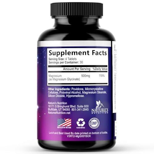 Magnesium Glycinate Supplement - 500mg Magnesium Per Serving - 100% Chelated & Purified - Supports Sleep, Heart Health, & Muscle Strength - Best Absorption Magnesium, Bottled in USA - 120 Tablets - görsel 14