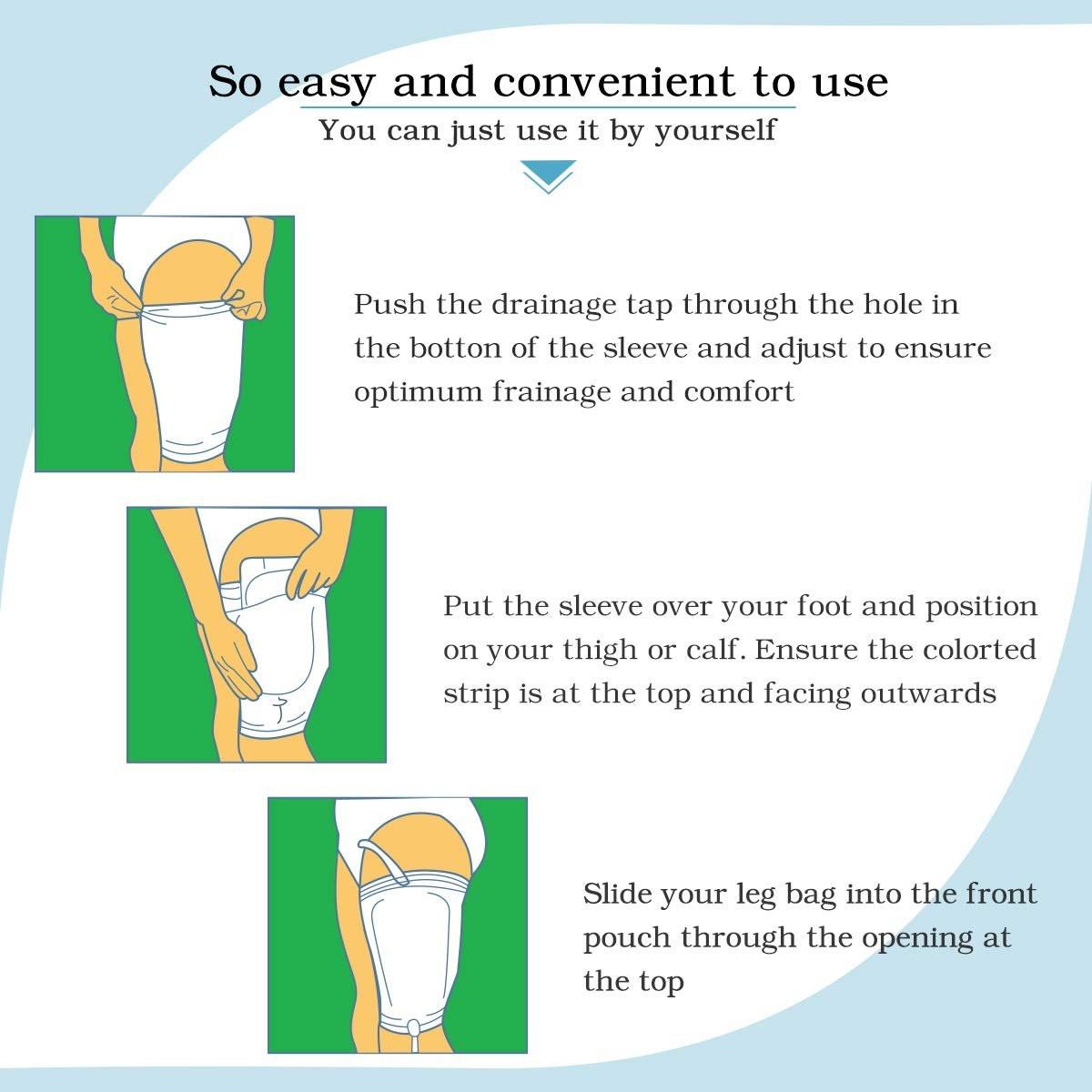Catheter Leg Bag Holder 2 Count Fabric Catheter Sleeves Urine Leg Bag Holder - Urinary Drainage Bag Stay in Place Urine Bags for Legs Foley Catheter Bag Holder Strap for Men or Women Wheelchairs (M) - görsel 5