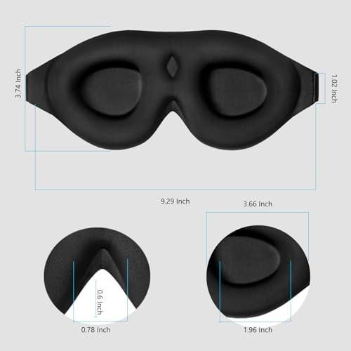 ALASKA BEAR Sleep Mask Memory Foam Contoured Eye Cups for Women and Men, Soft 3D Blackout Eye Mask for Sleeping No Pressure on Eyelids and Eyelashes Protection, Earplugs Set, Black - görsel 9