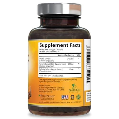 Turmeric Curcumin Supplement - 2400mg Organic Turmeric Per Serving - 95% Curcuminoids & BioPerine Black Pepper Extract for Best Absorption - Natural Vegan Joint Support, Bottled in USA - 120 Capsules - görsel 17