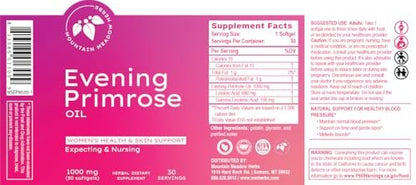 Mountain Meadow Herbs Evening Primrose Oil 1,000mg – Omega-6 Fatty Acids for Women’s Health, Supports Clear Skin & Hormonal Balance, Gluten-Free, Easy-to-Take Softgels (30 Count)