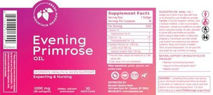 Mountain Meadow Herbs Evening Primrose Oil 1,000mg – Omega-6 Fatty Acids for Women’s Health, Supports Clear Skin & Hormonal Balance, Gluten-Free, Easy-to-Take Softgels (30 Count)