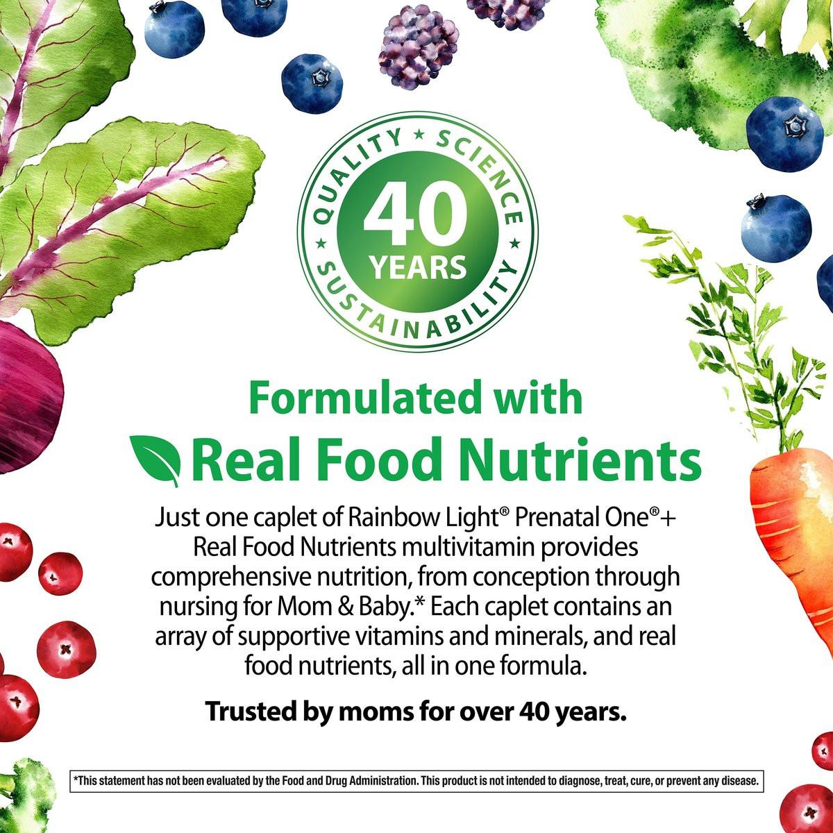 Rainbow Light Prenatal Multivitamin One + for Women | 60 Caplets | Essential Nutrition for Mom & Baby | Real Food Nutrients | Prenatal Botanical & Probiotic Blend - görsel 11