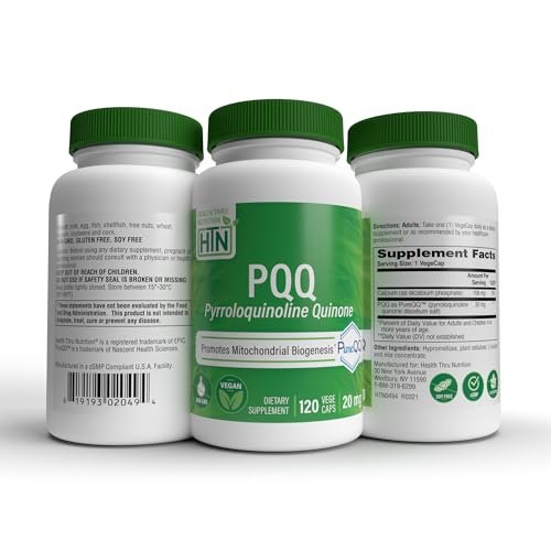 Health Thru Nutrition PQQ 20mg 120 Servings Pyrroloquinoline Quinone as PureQQ | Promotes Mitochondrial Biogenesis | Certified Vegan | Non-GMO Gluten Soy Free Capsules | Clean Label PQQ Supplement - görsel 9