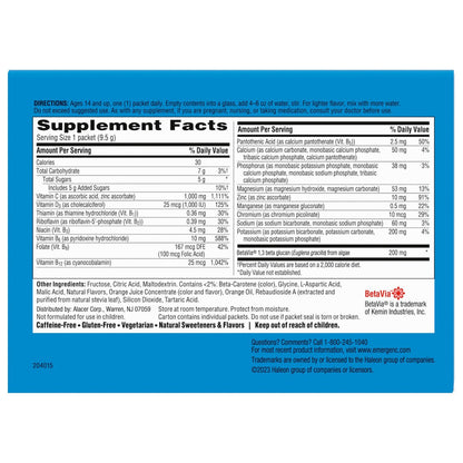 Emergen-C Immune+ Triple Action Immune Support Powder, BetaVia (R), 1000mg Vitamin C, B Vitamins, Vitamin D and Antioxidants, Super Orange – 50 Count