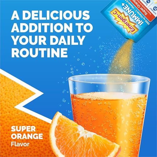 Emergen-C Immune+ Triple Action Immune Support Powder, BetaVia (R), 1000mg Vitamin C, B Vitamins, Vitamin D and Antioxidants, Super Orange – 50 Count - görsel 11