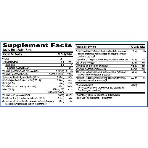 Emergen-C Immune+ Triple Action Immune Support Powder, BetaVia (R), 1000mg Vitamin C, B Vitamins, Vitamin D and Antioxidants, Super Orange – 50 Count - görsel 14