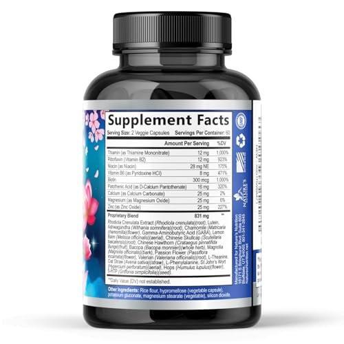 Stress Support Supplement - Extra Strength Ashwagandha, GABA, Magnesium, L-Theanine for Relief - Supports Mood & Focus - Naturally Calm, Unwind & Relax - Eases Tension & Nervousness - 120 Capsules - görsel 2