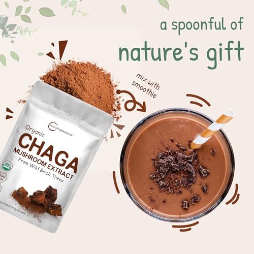 Micro Ingredients Organic Chaga Mushroom Extract, 10 oz | 100:1 Wild Harvested | Supports Immune & Antioxidant Defense | Great for Tea & Smoothies | Non-GMO, Vegan Friendly - görsel 4