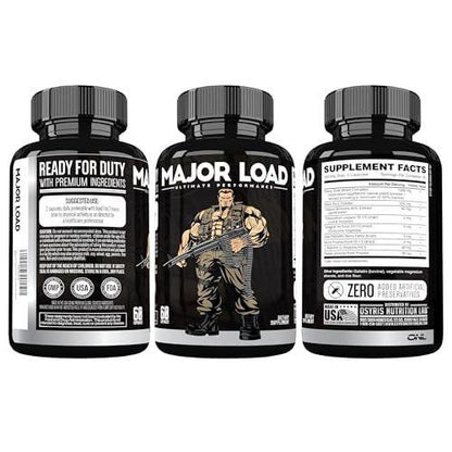 ONL Major Load Testosterone Booster for Men - Semen Volume Booster - Libido Booster for Men with Horny Goat Weed, Maca Root, Tongkat Ali - Energy, Stamina & Strength - 60 Caps, Non-GMO, Made in USA