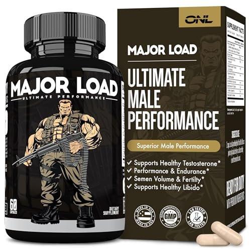 ONL Major Load Testosterone Booster for Men - Semen Volume Booster - Libido Booster for Men with Horny Goat Weed, Maca Root, Tongkat Ali - Energy, Stamina & Strength - 60 Caps, Non-GMO, Made in USA - görsel 2