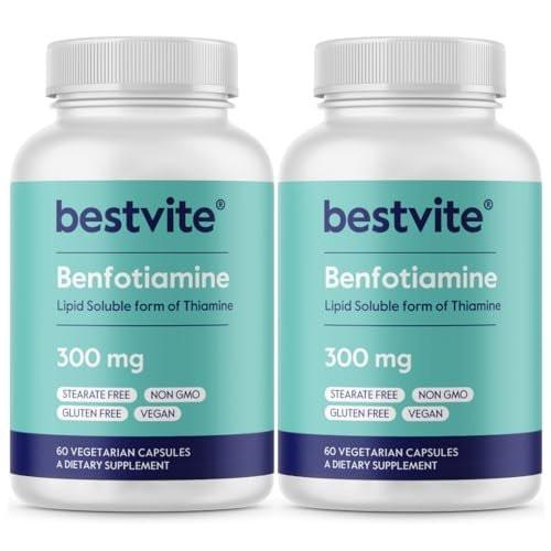 Benfotiamine 300mg (120 Vegetarian Capsules) (60x2) No Stearates - No Silicon Dioxide - Vegan - Non GMO - Gluten Free - görsel 2