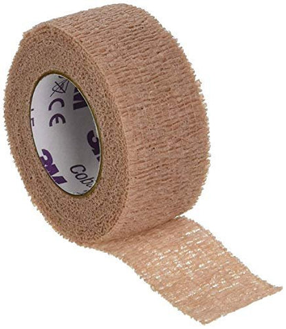 3M Coban Self-Adherent Wrap 1 Inch x 5 Yards, Tan, Pack of 5 Rolls