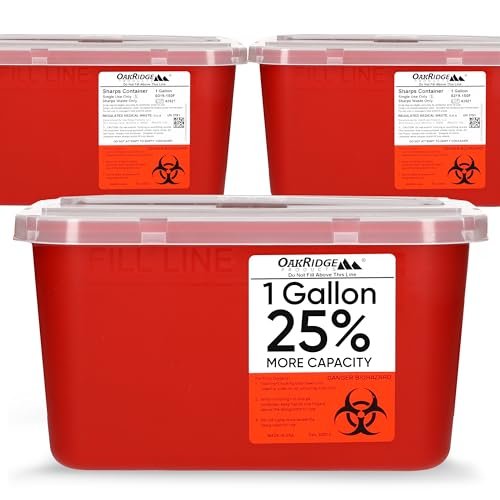 Oakridge Products Large Sharps Container for Home Use and Professional – 1 Gallon (3-Pack), Biohazard Needle and Syringe Disposal, Pop Up Lid, CDC Certified - görsel 7