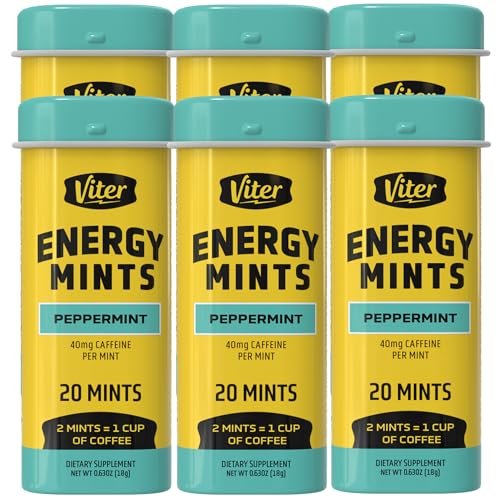 Viter Energy 40mg Caffeine Mints - Sugar Free, B Vitamins, Vegan, Boosts Fast Energized Alert Focus, Caffeinated Nootropic Supplement Pills (Peppermint Flavor, 20pcs, 6 Pack, 120pcs Total) - görsel 14