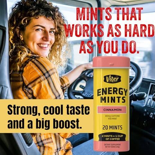 Viter Energy Caffeine Mints (120 Pieces) - 40mg Caffeine, Sugar Free, Vegan, B Vitamins Complex, Energy Supplement Caffeine Pills (Cinnamon, 6 Pack) - görsel 12