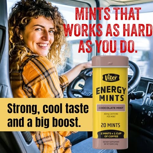 Viter Energy Caffeinated Mints 40mg Caffeine, B Vitamins, Sugar Free (Chocolate Mint, 20pcs, 6 Pack) - görsel 3