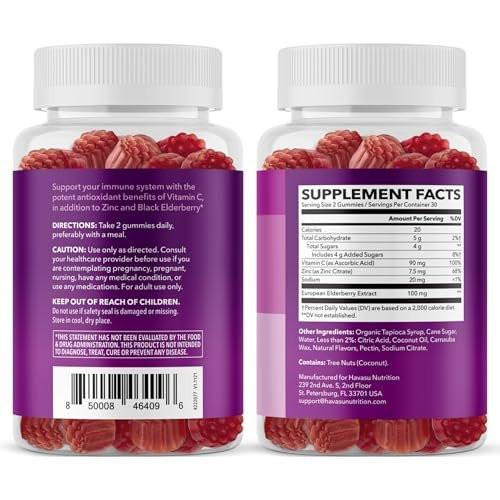 Sambucus Elderberry Gummies for Adults - Immune Support Supplement with Vitamin C and Zinc - Enhanced Formula for Daily Defense - 60 Count, 1 Month Supply, Berry Flavor - Convenient Wellness - görsel 6