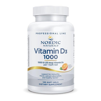 Nordic Naturals Pro Vitamin D3 1000, Orange - 120 Mini Soft Gels - 1000 IU Vitamin D3 - Supports Healthy Bones, Mood & Immune System Function - Non-GMO - 120 Servings
