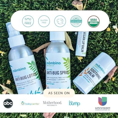 Mambino Organics Anti-Bug Spray, DEET-Free, Organic Mosquito Repellent with Essential Oils, Reef Safe, Face-Safe Protection for Babies, Kids, and Adults, Travel Bug Spray, 2.7oz