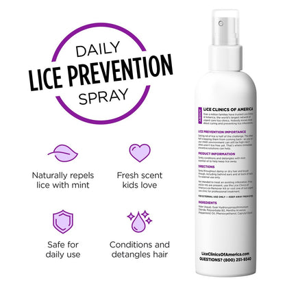 Lice Clinics of America Daily Lice Prevention Conditioning Spray – Repel Lice with 100% Natural Essential Oil, 8 Fl Oz