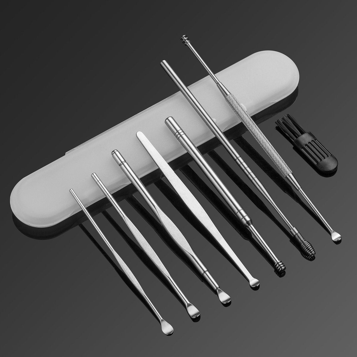 8 Pcs Ear Pick Earwax Removal Kit, Geengle Ear Cleansing Tool Set, Ear Curette Ear Wax Remover Tool with a Cleaning Brush and Storage Box - görsel 11