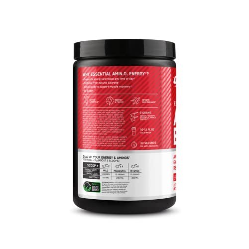 Optimum Nutrition Amino Energy - Pre Workout with Green Tea, BCAA, Amino Acids, Keto Friendly, Green Coffee Extract, Energy Powder - Juicy Strawberry Burst, 9.5 Ounce, 30 Servings (Packaging May Vary) - görsel 8