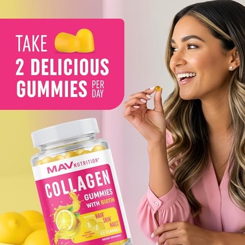 Collagen Gummies for Women | 200mg Hydrolyzed Collagen + 2500mcg Biotin, With Vitamin C, E & Zinc | Anti Aging, Hair Growth, Skin, Strong Nails | Non-GMO Gummy Vitamin Supplements | 60 Count - görsel 17