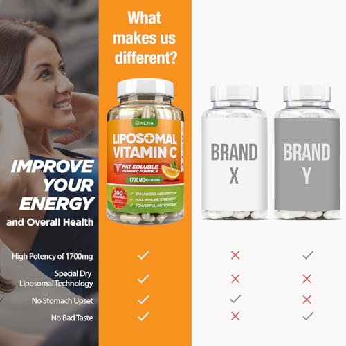 DACHA Natural Liposomal Vitamin C - 1700mg, 200 Capsules, Immune System & Collagen Booster, High Absorption Fat Soluble VIT C, Buffered, Skin Vitamins, Vegeterian, Vegan - görsel 12