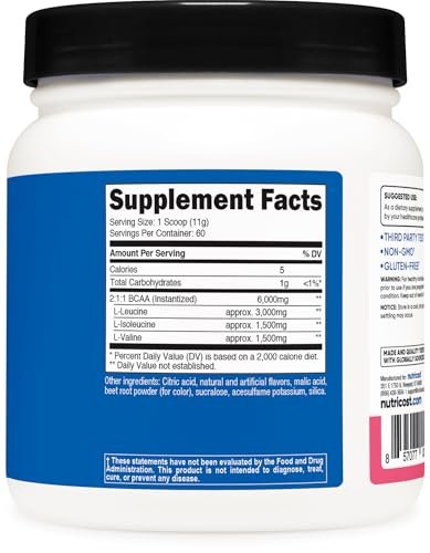 Nutricost BCAA Powder (Raspberry Lemonade, – 60 Servings Per Container: Long-lasting supply for consistent daily – Image 2