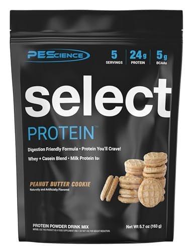 PEScience Select Protein Powder, Whey and Casein Blend, Lean Protein Powder for Women and Men, Low Calorie, Low Carb, Keto Friendly, Gluten Free, Peanut Butter Cookie - 5 Servings