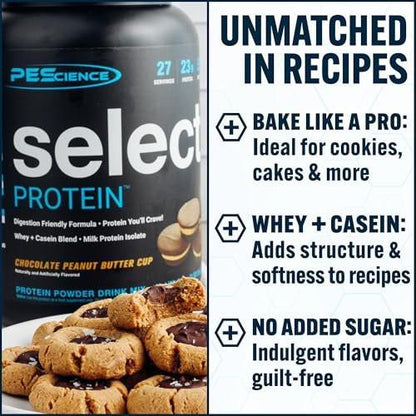 PEScience Select Protein Powder, Whey and Casein Blend, Lean Protein Powder for Women and Men, Low Calorie, Low Carb, Keto Friendly, Gluten Free, Peanut Butter Cookie - 5 Servings
