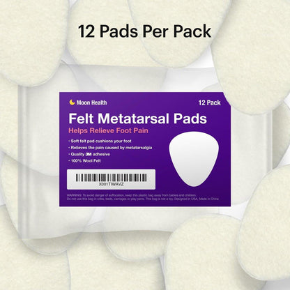 12-Pack Metatarsal Foot Pads for Pain Relief - 1/4” Thick, Ball of Foot Cushions for Women and Men, Forefoot and Sole Support, Metatarsalgia Mortons Neuroma. Metatarsal Pads Ball of Foot Cushions.