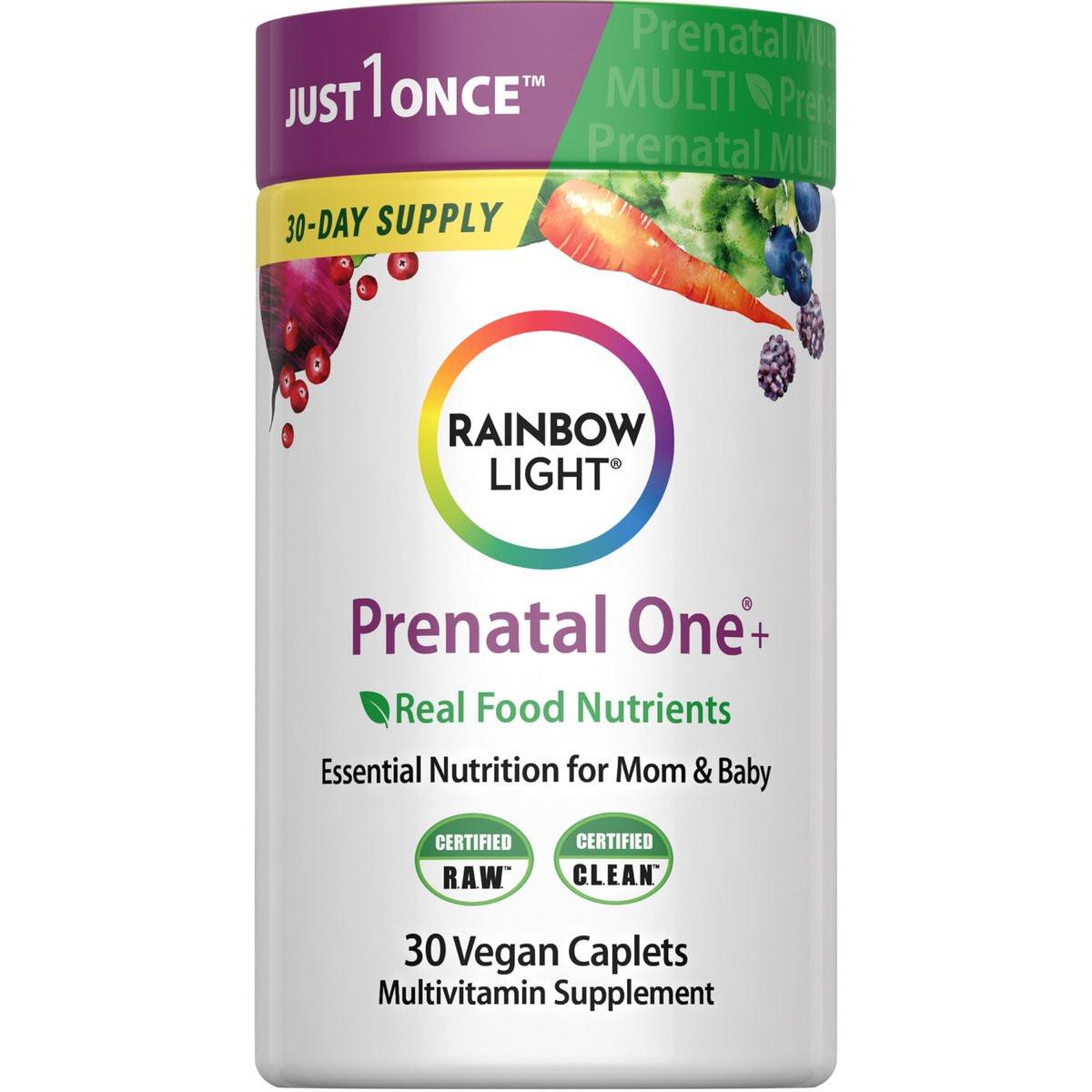 Rainbow Light Prenatal Multivitamin One + for Women | 30 Caplets | Essential Nutrition for Mom & Baby | Real Food Nutrients | with Iron, Vitamins, Folate, Biotin and More - görsel 2