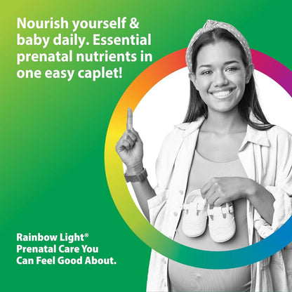 Rainbow Light Prenatal Multivitamin One + for Women | 30 Caplets | Essential Nutrition for Mom & Baby | Real Food Nutrients | with Iron, Vitamins, Folate, Biotin and More